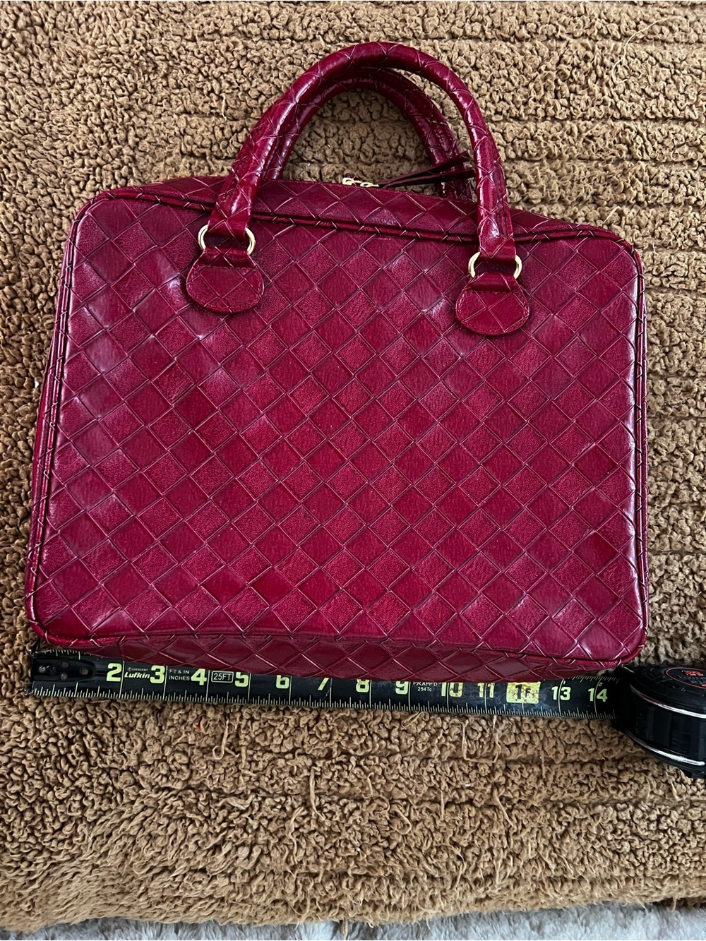 Estee Lauder Woven Laptop Bag in Deep Berry